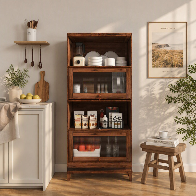 Bibliothèque murale du sol au plafond avec portes vitrées, meuble de rangement contemporain à fond fermé pour bureau, étagère anti-poussière à fixer contre un mur