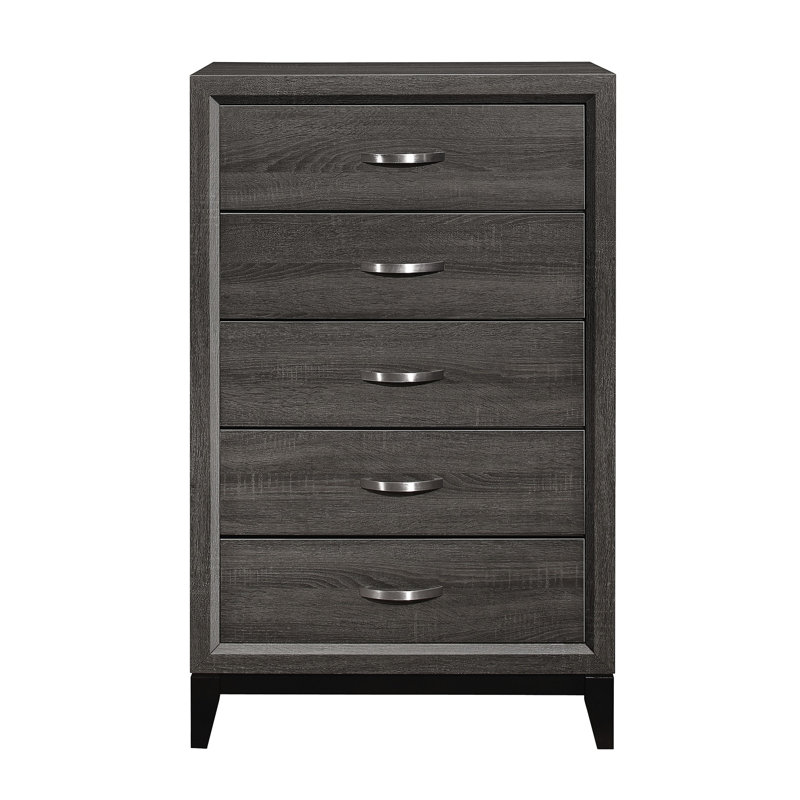 Mobilier de chambre à coucher à poignées en chrome poli avec tiroirs en queue d'aronde de conception contemporaine 1Pc
