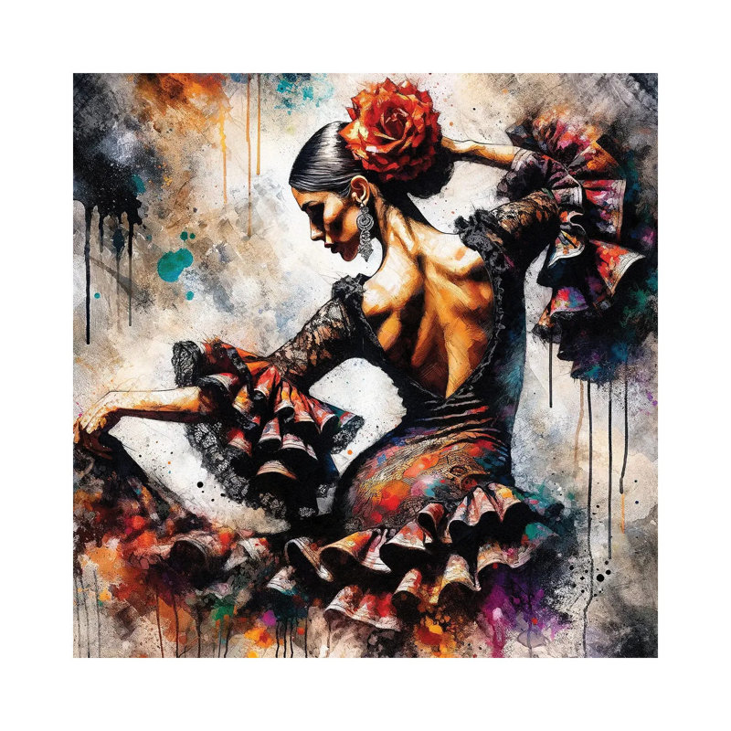«Watercolor Flamenco Dancer IV», reproduction d'art sur toile tendue, H 26 po x l 26 po