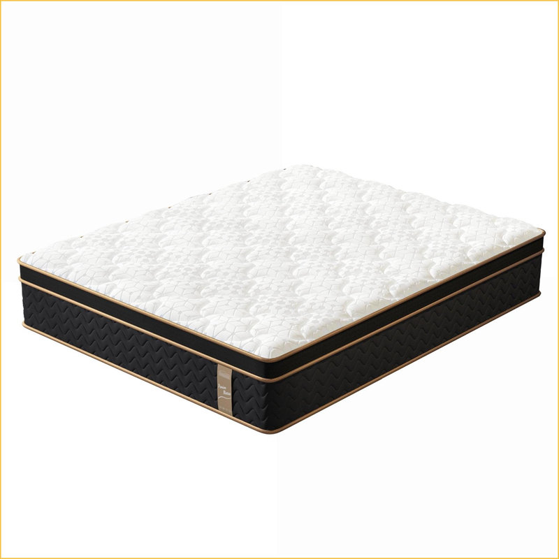 Matelas, très grand hybride 10 po avec ressorts ensachés & amp; Gel-mousse, isolement de mouvement, CertiPUR-US | Blanc cassé + noir | Polyester