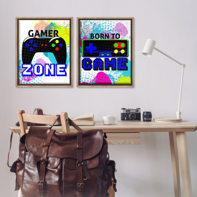 «Gamer Zone Splash», ensemble de 2 toiles flottantes encadrées par Kim Allen