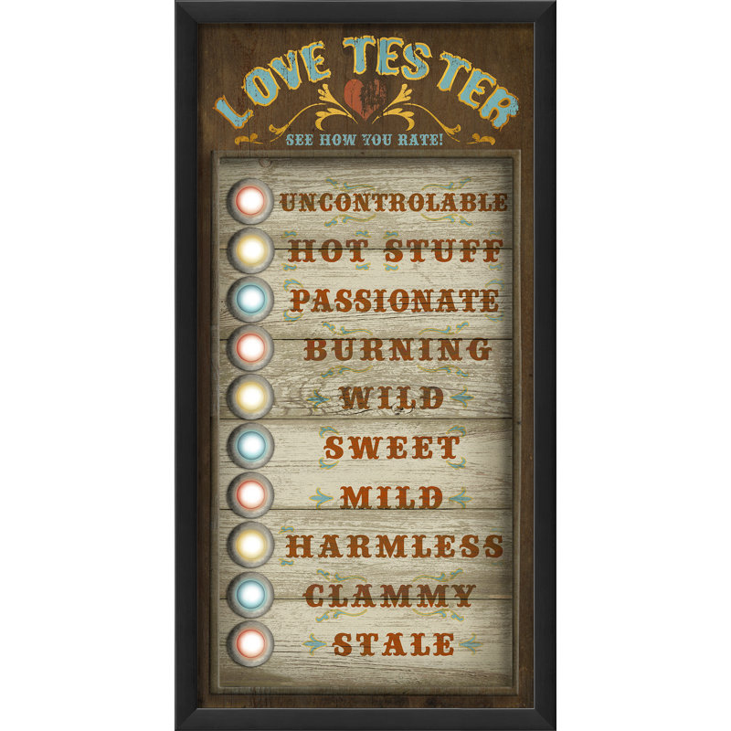 Publicité rétro encadrée pour l’love tester