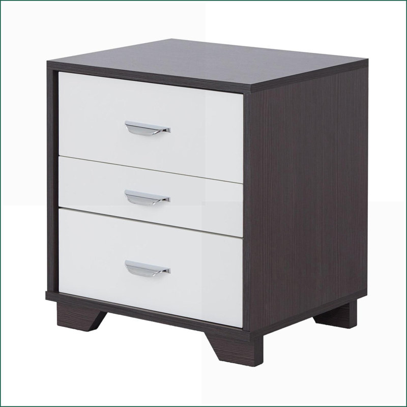 Table basse rectangulaire à 3 tiroirs blanche et noire - Rangement peu encombrant pour le salon / la chambre à coucher
