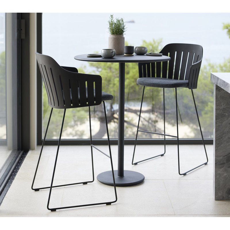 Choice Chair Indoor and Bar Sledge Steel Base with Upholstery Cane-line Zen Seat Cover, Taupe/Black