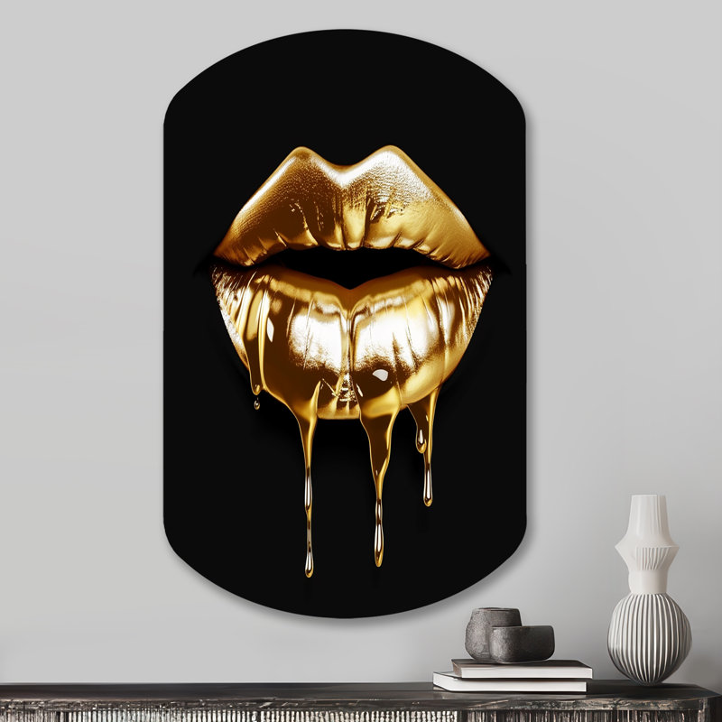 Or doré de luxe V - art mural asymétrique en forme de cylindre, H 31 po x l 19 po