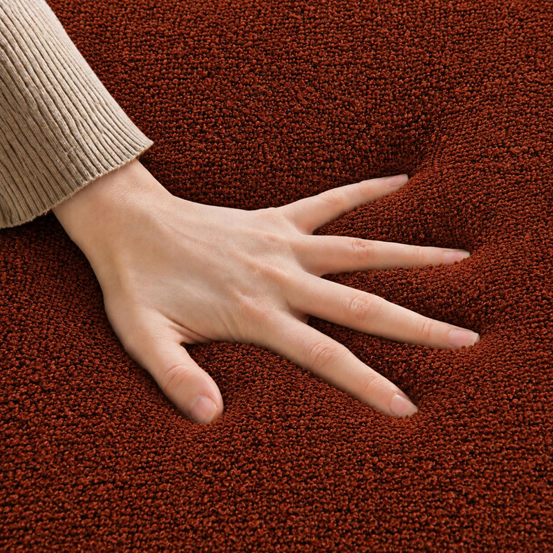 Pouf poire en chenille rouge-brun avec repose-pieds pour adultes - Grand pouf en mousse à mémoire de forme, Brun rouge