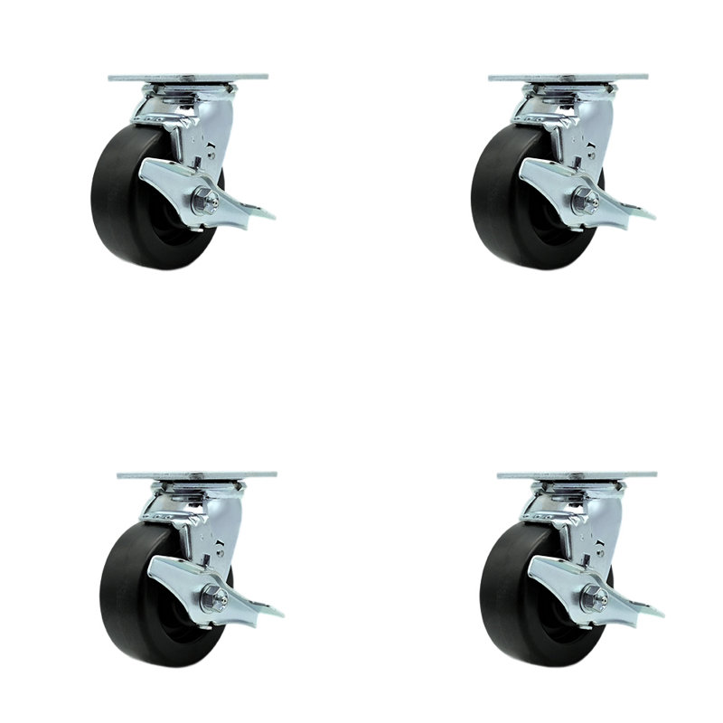 Roulettes en polyoléfine avec roulement à rouleaux et frein / verrou pivotant