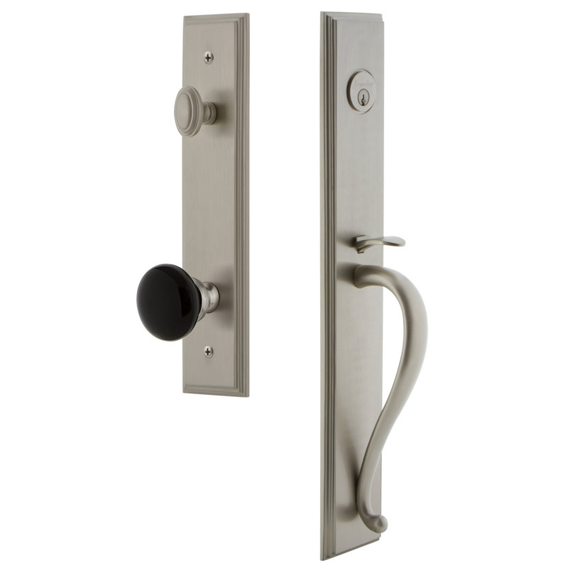 Carré Complete Inactive Dummy Handleset with Coventry Knob and Carre' Rosette, Satin Nickel