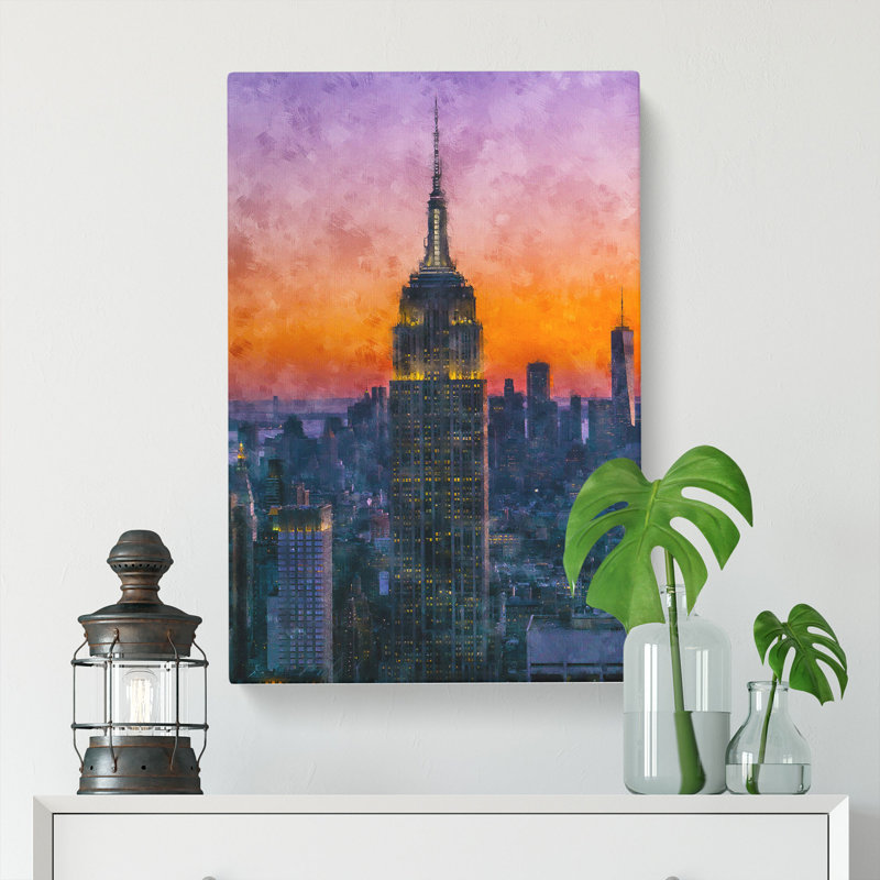 Empire State Building Sunset - Wrapped Canvas, 76cm H x 50cm W x 3cm D