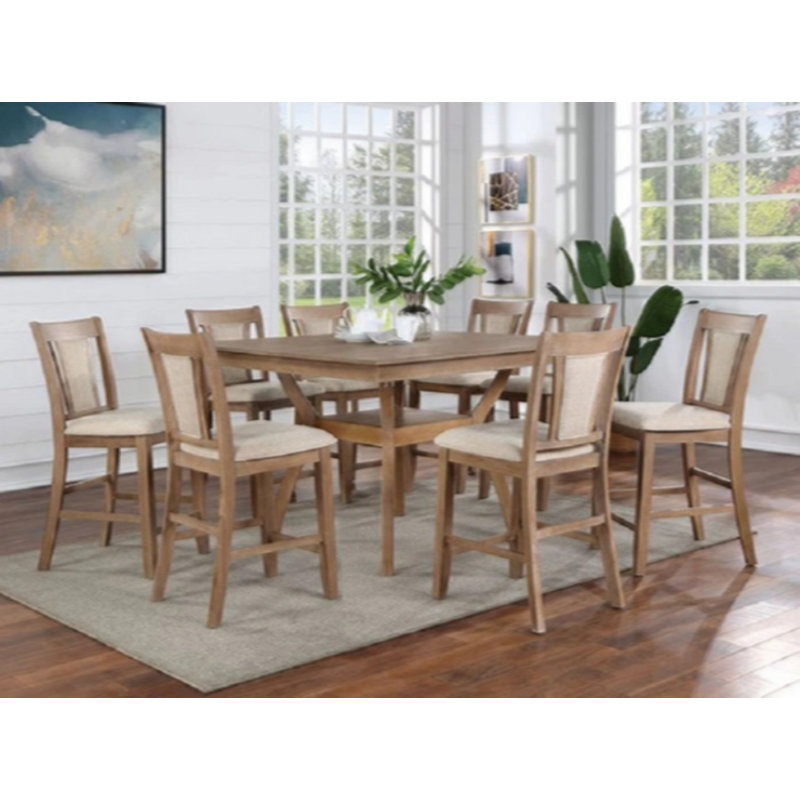 Upholstered Counter Stool with Solid Wood Frame