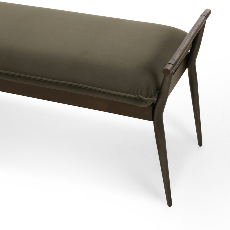 Charlotte Upholstered Bench, Modern Velvet Loden
