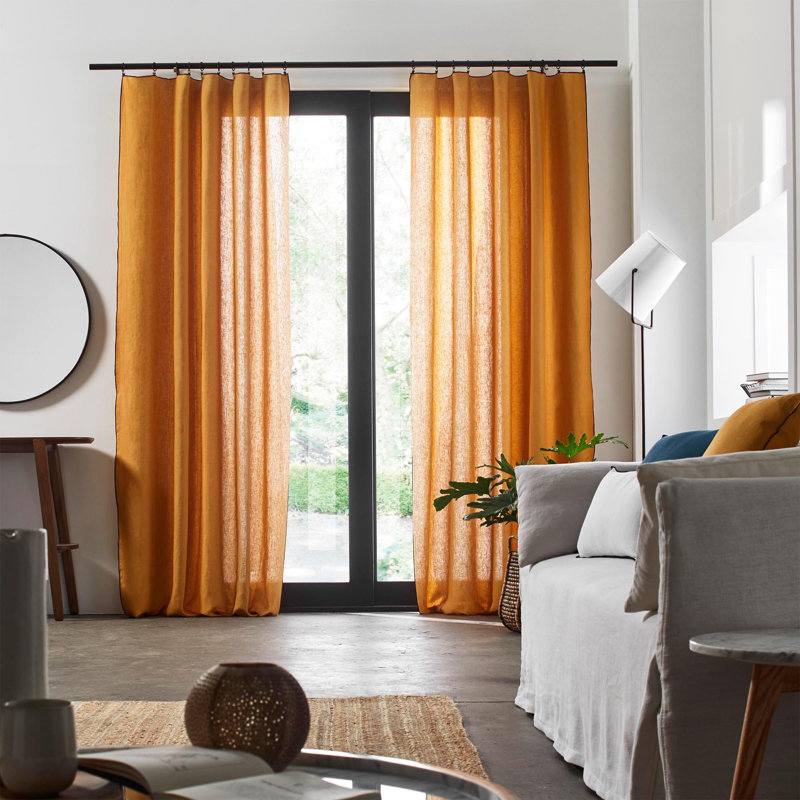 Dziedzic Panel Semi Sheer Single Curtain, 150 W x 350 D cm, Ochre