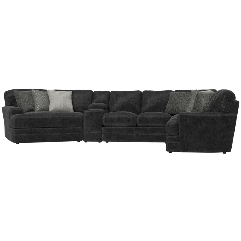 Canapé modulaire 4 pièces Delicia, Polyester gris, Orienté à droite