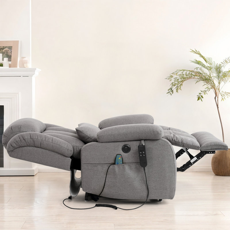 Fauteuil inclinable électrique à deux moteurs Bilney, Mélange de lin gris