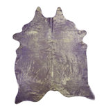 One-of-a-Kind Dyed Handmade Natural Product 5X7 Leather Lavender With Gold Frost Area Rug