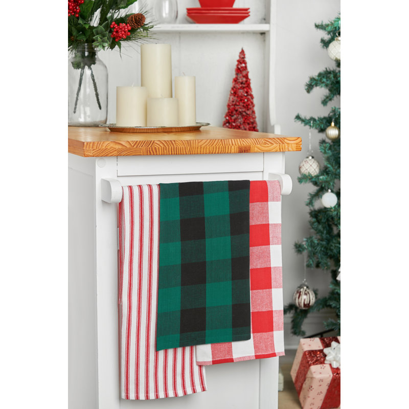 Franklin Spruce Black Cotton Woven Kitchen Towel, Spruce