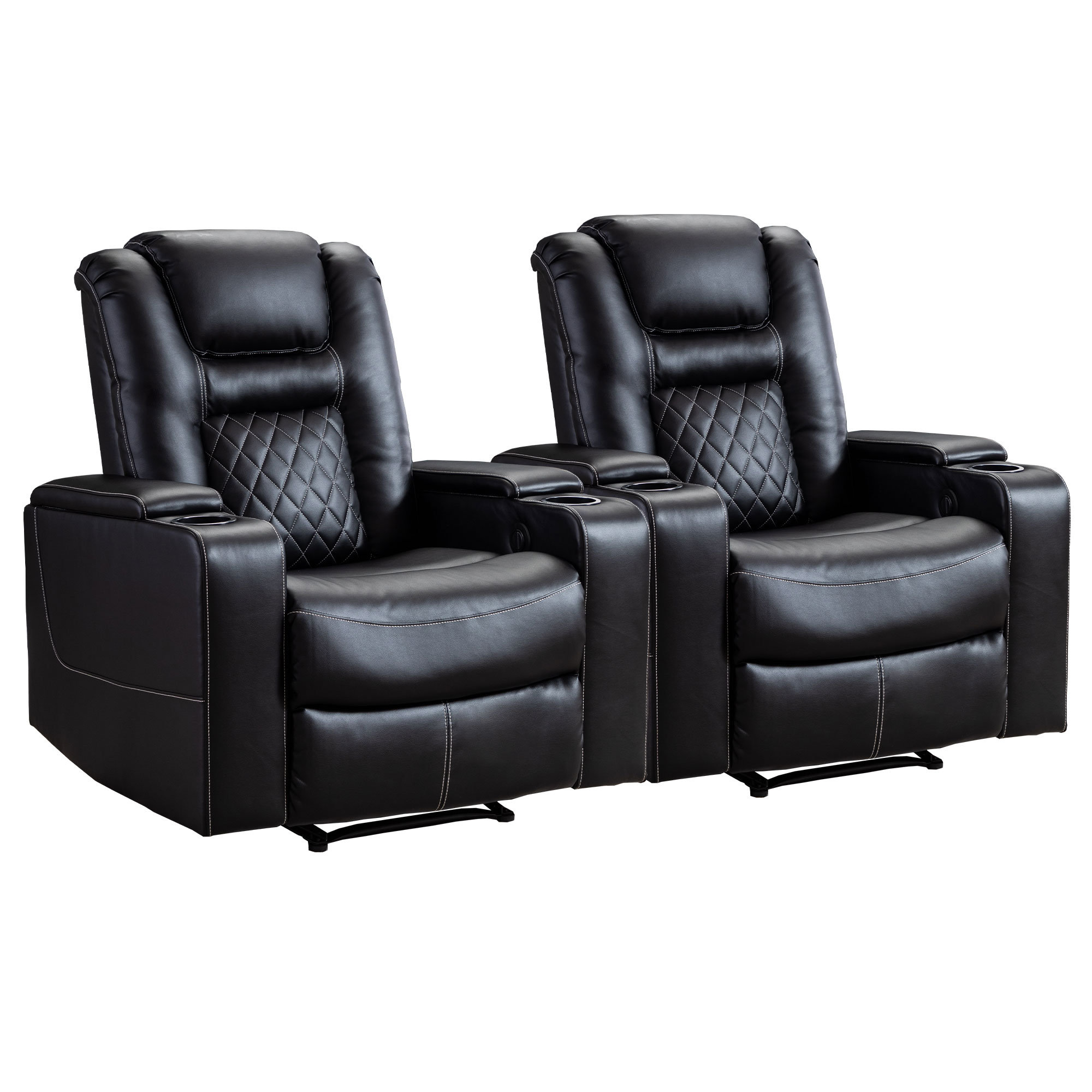 Recliner Chair Leather Modern Single Reclining Sofa Home Theater Seating  Black