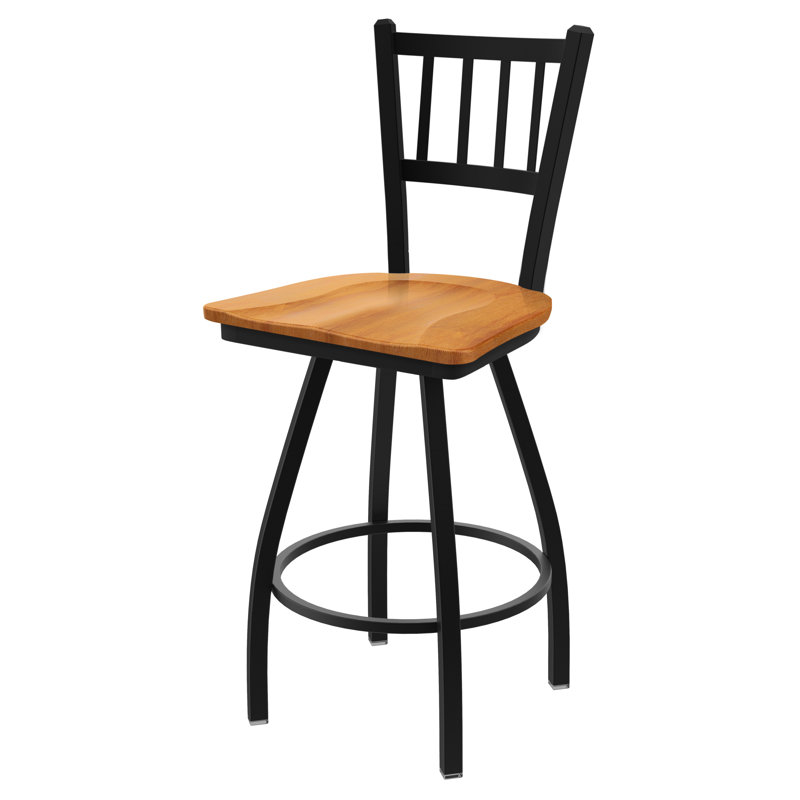 Nicolaie Swivel Counter Stool, Bronze, Medium Maple, Counter Stool (25” Seat Height)