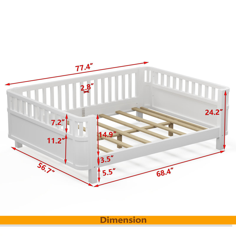 Wood Platform Bed, Full, White