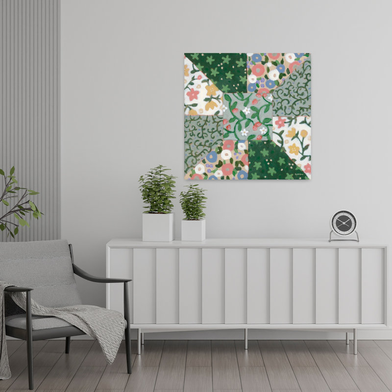 Art mural floral matelassé Floral III, H 24 po x l 24 po