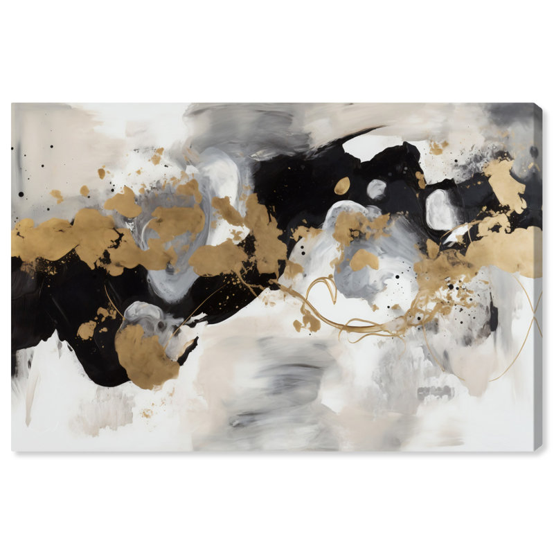 Winter Night Canvas Modern Black White Abstract Wall Art by Art Remedy, Toile tendue, H 10 po x l 15 po