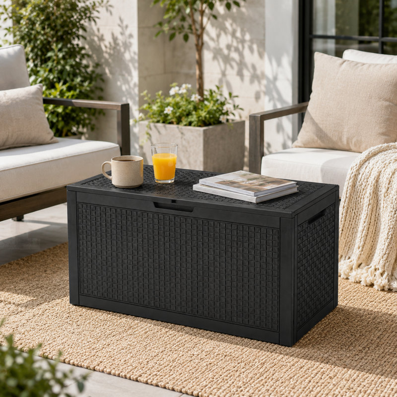 120 Gallon Large Durable Outdoor Storage and Weather Resistant Resin Deck Box, Black