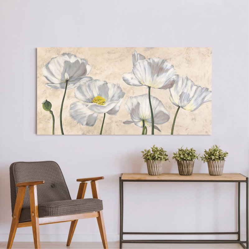 Poppies In White by Luca Villa - Wrapped Canvas Painting, 70cm H x 140cm W x 4cm D