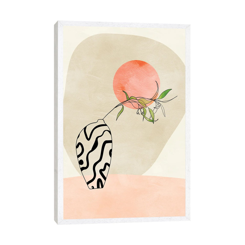 Floral Stillife With Moon In Pastel by Ana Rut Bré - Gallery-Wrapped Canvas Giclée on Canvas, White Framed