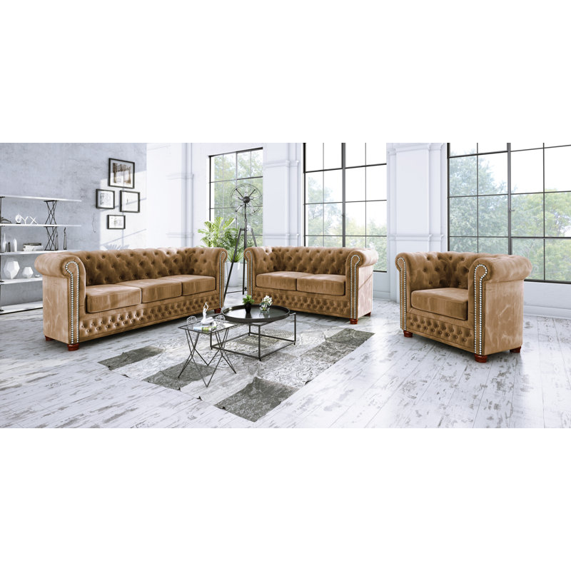  Chesterfield Armchair, Beige