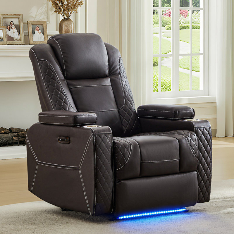 Canapé inclinable électrique avec appui-tête réglable, lumières DEL, accoudoirs de rangement, ports USB et porte-gobelets
