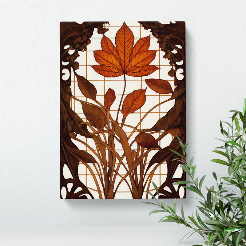 Art Nouveau Leaves - Wrapped Canvas Print, 60cm H x 40cm W x 3cm D