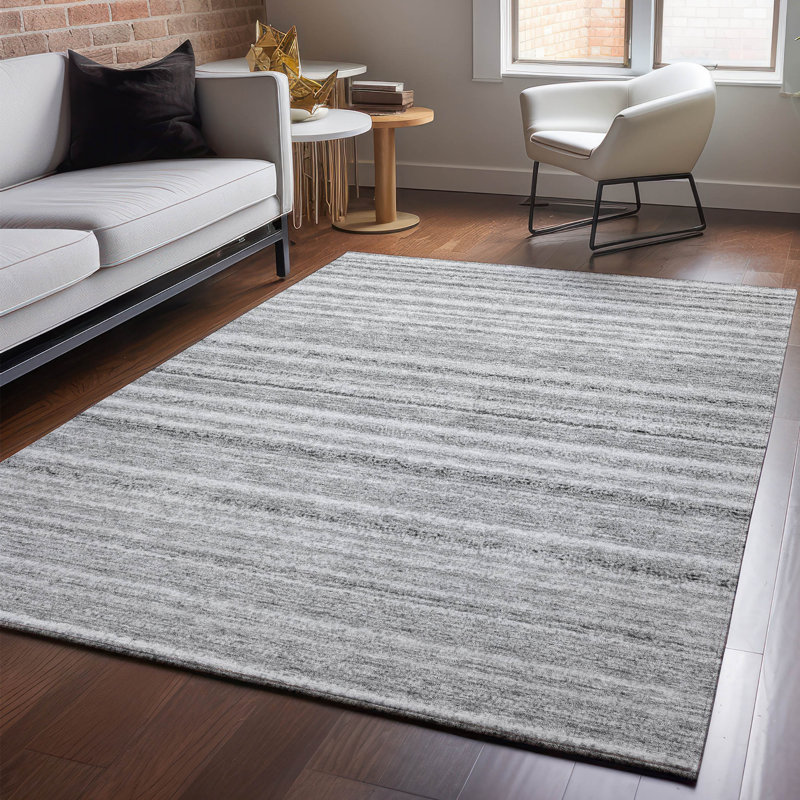 Tapis gris Cerrito AMF598 lavable à la machine de qualité supérieure, Rectangle 10 pi x 14 pi