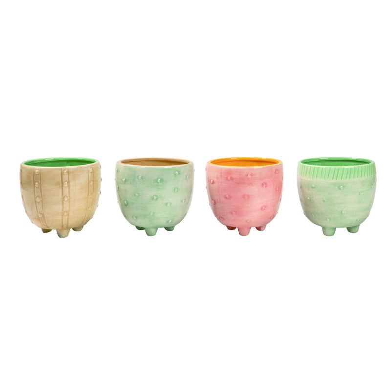 Ensemble de 4 pots de fleurs à pied moyen en céramique