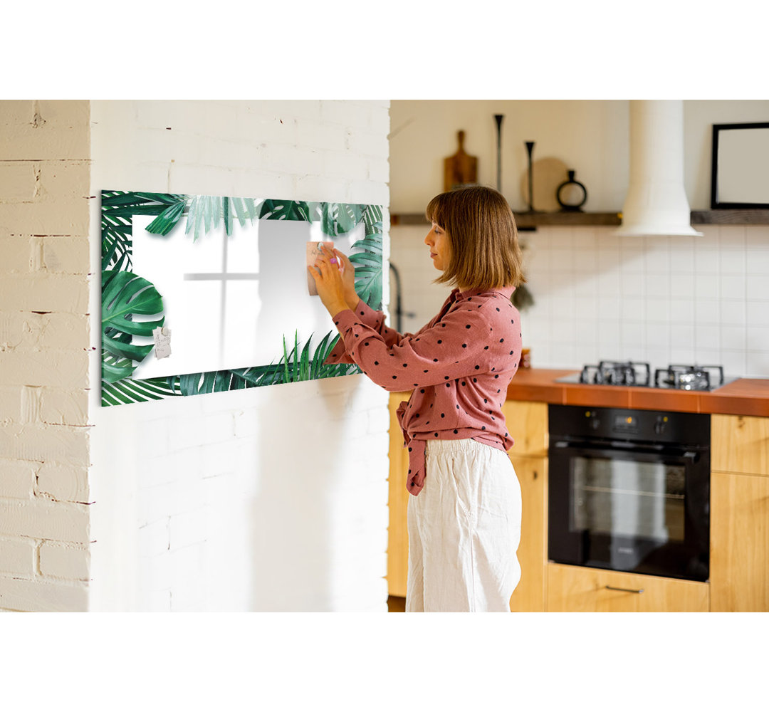 Magnetic Memo Board Whiteboard - 120 x 60 cm - With Marker and Magnets - Tropical leaves
