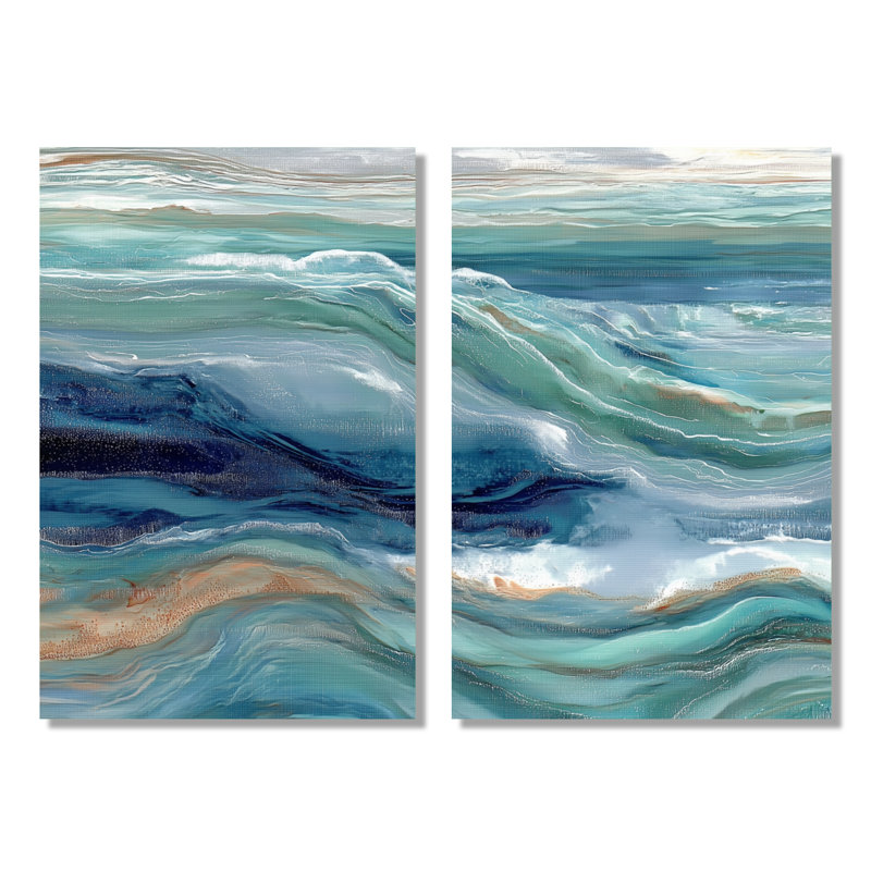 «Green River», reproduction d'art sur toile, art mural côtier vert 2 pièces, H 36 po x l 48 po, Toile tendue