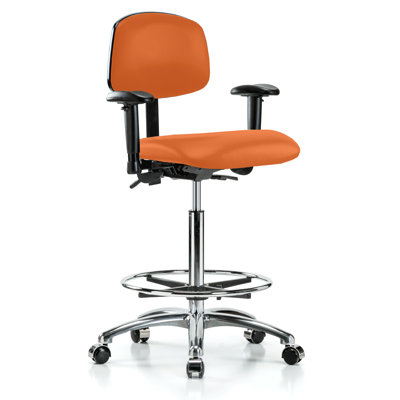 PERCH Chrome Multi-Task Office Chair with Adjustable Armrests and Foot Ring | High Bench Height 24-33.5" by Perch Chairs & Stools