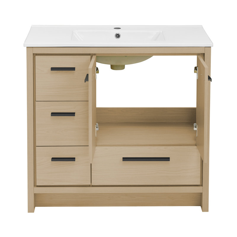 Virage 36 Freestanding, Bathroom Vanity, Oak, White, Single