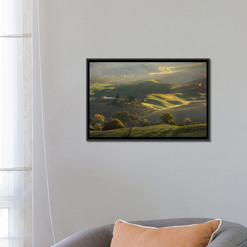 «Autumn in Tuscany III», impression sur toile, H 18 po x l 26 po x P 1,5 po, Toile avec cadre noir, Blanc