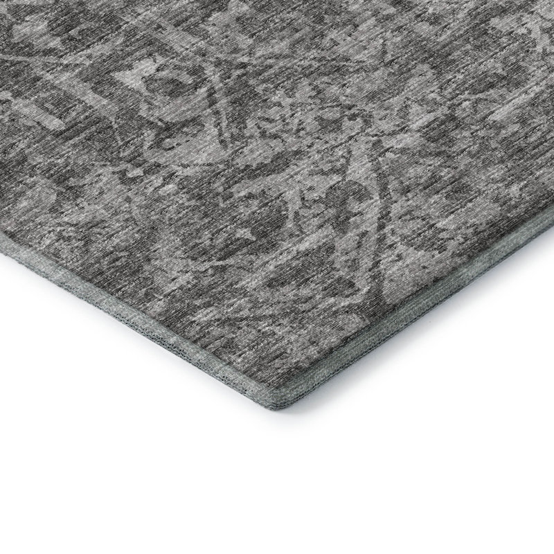 Premium Machine Washable Mayfield AMF40 Oriental Rug, Charcoal, 10' x 14'