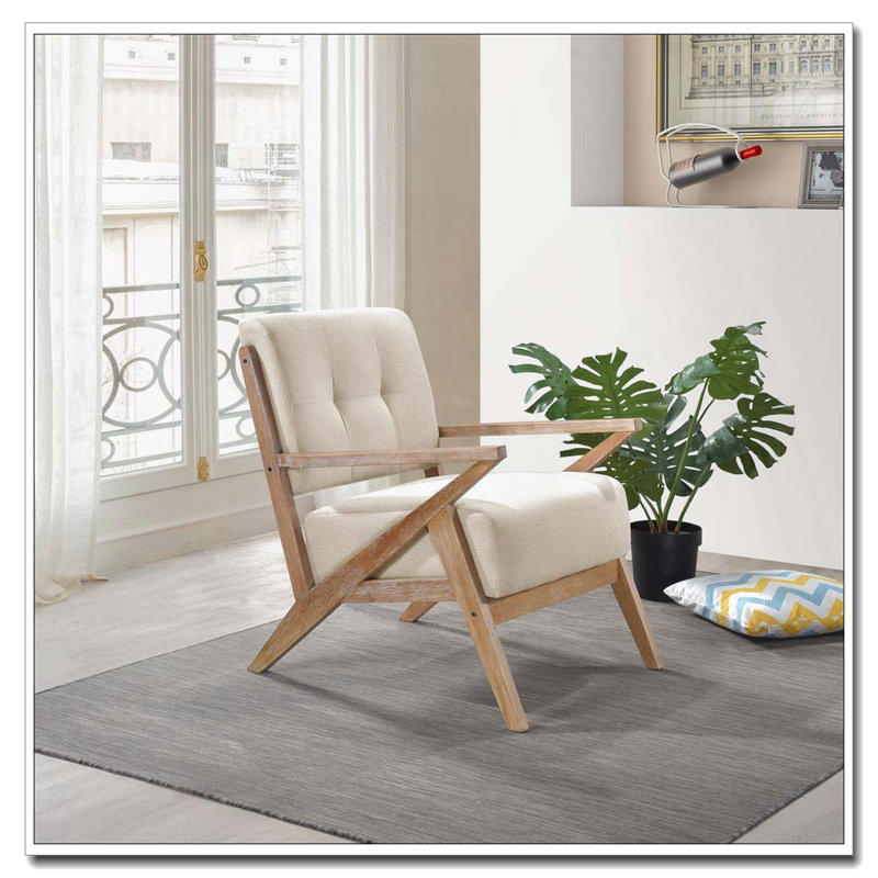 Fauteuil d'appoint capitonné avec finition noyer antique, Sable
