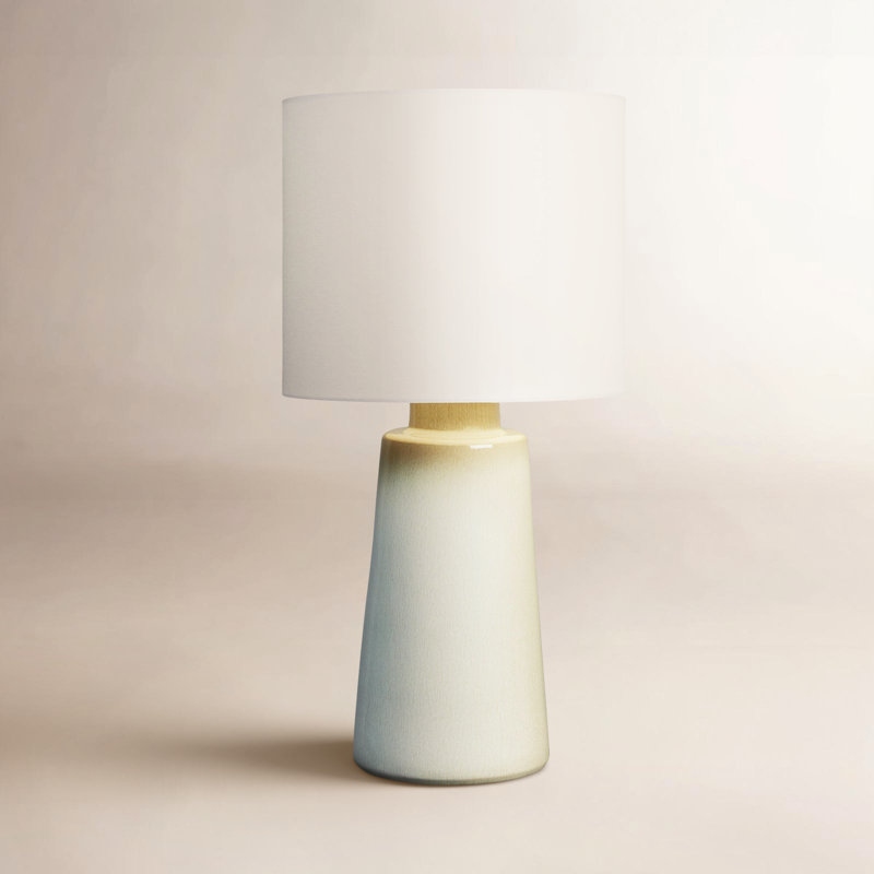 Lampe de table moyenne 1 lumière Jathan, Gris coquillage, H 27,38 po x l 14 po x P 14 po