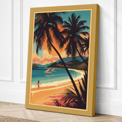 Tropical Paradise Beach Vintage - Wrapped Canvas