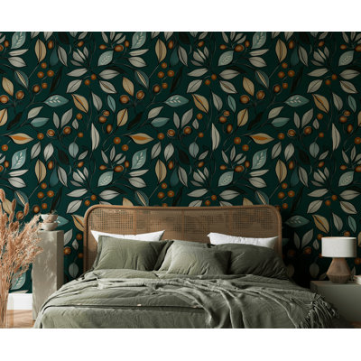 Autumn Night Elegance Leave Removable Wallpaper