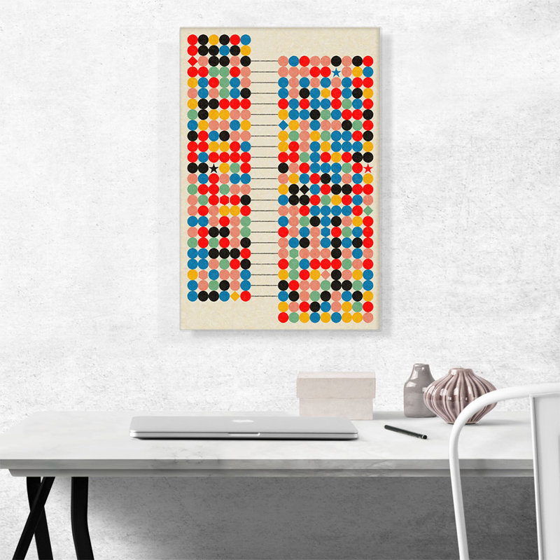 «Mid-Century Modern Circles, Diamonds, and Stars», impression sur toile tendue, H 26 po x l 18 po x P 0,75 po