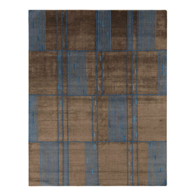 Rug & Kilim's Mid-Century French Deco Rug In Brown & Blue