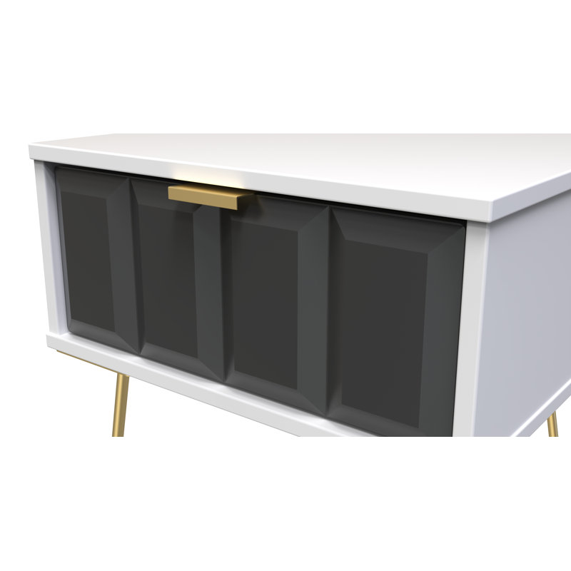 Allem 1 Drawer Bedside Cabinet (Ready Assembled), Graphite/White
