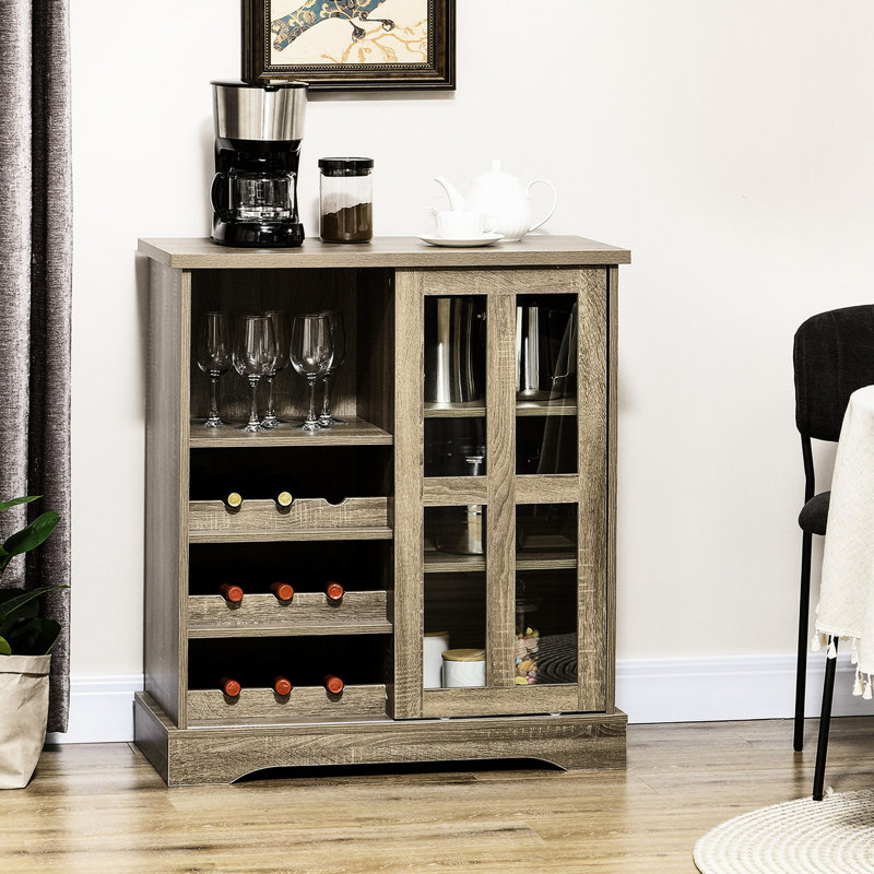 Buffet 36 "gris avec porte coulissante et tablette fonctionnelle