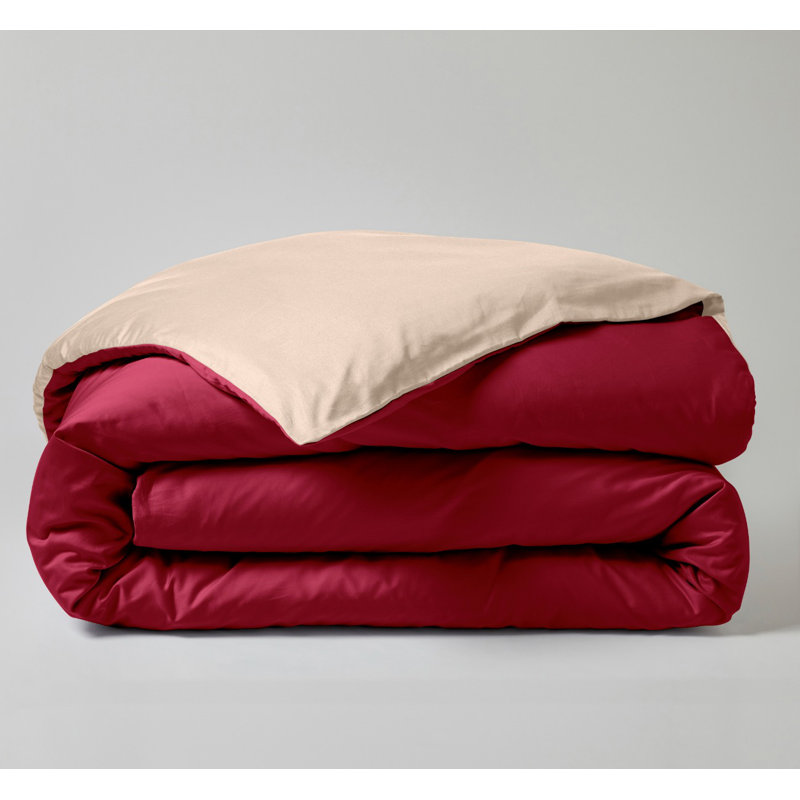 Hazelann Satin Solid Colour Duvet Cover with Pillowcases Included, 220 x 240cm Duvet Cover, Red