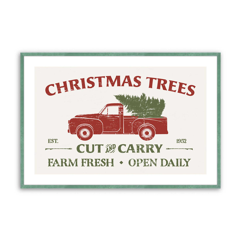 «Farm Fresh Christmas Trees», impression roulée, Cadre simple citronnelle, H 17 po x l 21 po x P 1,25 po