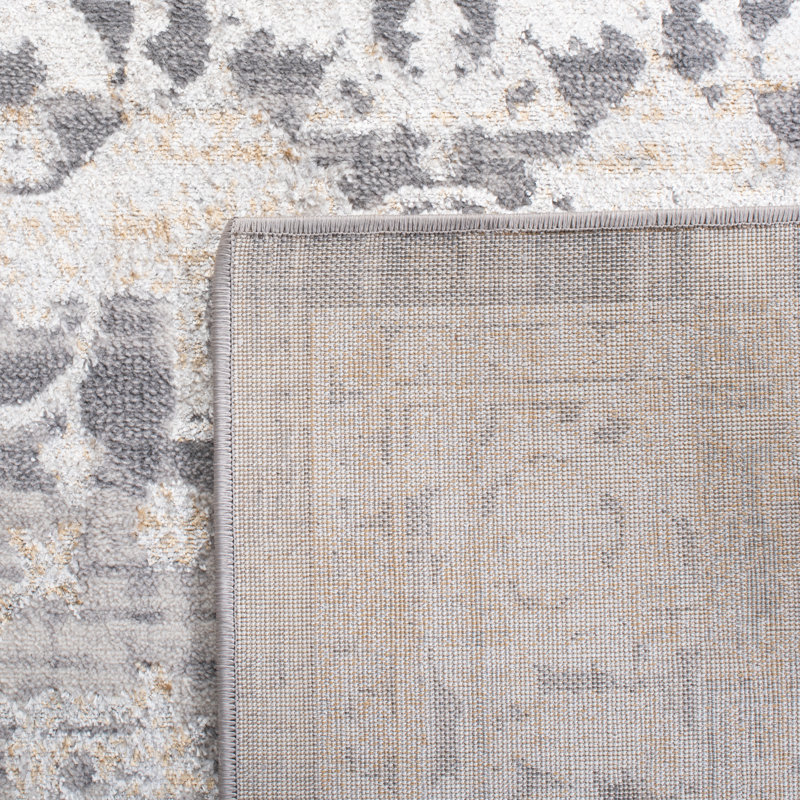 Amilie Oriental Grey/Gold Area Rug, Square 6'7"